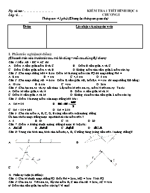 Đề kiểm tra Chương I môn Hình học Lớp 6